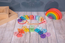 Load image into Gallery viewer, Rainbow Wooden Lacing Shapes