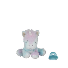 Load image into Gallery viewer, Plush unicorn toy with a bell on a white background