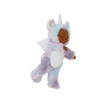 Load image into Gallery viewer, Plush toy of a baby in a unicorn costume on a white background