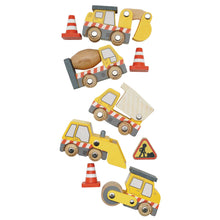 Load image into Gallery viewer, Set of toy construction vehicles and traffic cones on a white background
