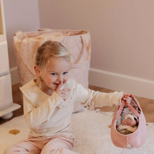 Load image into Gallery viewer, girl playing with Little Dutch Baby Doll Rosa with Carrycot