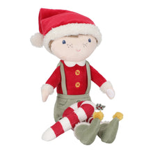 Load image into Gallery viewer, Plush toy Little Dutch Jim with a Santa hat and candy cane