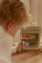 Load image into Gallery viewer, boy playing with Little dutch wooden coffee machine