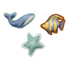 Load image into Gallery viewer, Little dutch Ocean World Dive Figures Set of three ocean-themed weighted learn to swim aids: a whale, a starfish, and a fish