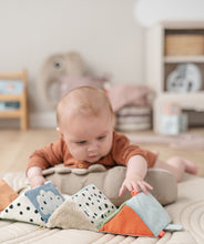 Load image into Gallery viewer, Baby playing with Done by Deer Tummy Time Activity Toy Croco - Sand Colour