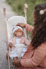 Load image into Gallery viewer, Metal Doll Stroller - White with Flowers