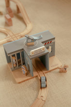 Load image into Gallery viewer, Wooden toy police station with a toy car
