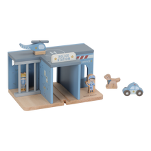 Load image into Gallery viewer, Wooden toy police station with figures and vehicles