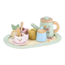 Load image into Gallery viewer, Little dutch Pastel-coloured wooden tea set with teapot, cups, and tray