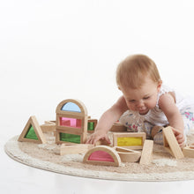Load image into Gallery viewer, Rainbow Block Set Wooden TickiT Stacking Shapes Shape Sensory Hand eye coordination educational Construction Colour Blocks Balancing