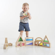 Load image into Gallery viewer, Sensory Block Set Wooden Water Touch TickiT Sound Shape Sensory Sand Glitter Filled educational Construction Colour Blocks Beads