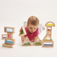 Load image into Gallery viewer, Sensory Block Set Wooden Water Touch TickiT Sound Shape Sensory Sand Glitter Filled educational Construction Colour Blocks Beads
