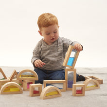 Load image into Gallery viewer, Sensory Block Set Wooden Water Touch TickiT Sound Shape Sensory Sand Glitter Filled educational Construction Colour Blocks Beads