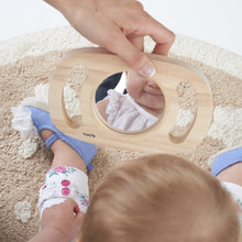 Load image into Gallery viewer, TickiT Hand held wooden mirror for baby babies toddler sensory looking at reflection educational toy