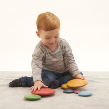 Load image into Gallery viewer, Rainbow Wooden Buttons TickiT Stacking Shapes Sensory Rainbow educational Disk Disc Construction Colour button Balancing