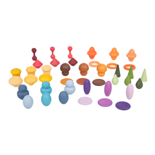 Load image into Gallery viewer, TickiT,  Wooden Treasure Taster Set - Pack of 42, Shapes Shape Sensory Hand eye coordination educational Construction Colour Balancing wooden treasure taster set, match, colours, wooden, trees, stones, tickit, egg, oval, disk, boulder, acorn, hoop, pickle, token, planet, cone, droplet, pickle, toggle, planet, tactile, spinning top, counting shapes, counters, matching, trinkets, wooden toy, wooden play set, forest, sorting, stacking, natural, sustainable, nins, montessori, sensory