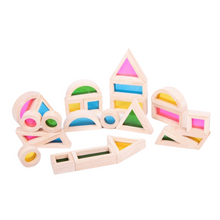 Load image into Gallery viewer, Rainbow Block Set Wooden TickiT Stacking Shapes Shape Sensory Hand eye coordination educational Construction Colour Blocks Balancing
