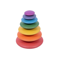 Load image into Gallery viewer, Rainbow Wooden Buttons TickiT Stacking Shapes Sensory Rainbow educational Disk Disc Construction Colour button Balancing