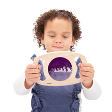 Load image into Gallery viewer, TickiT Hand held wooden glitter panel for baby babies toddler sensory discovery educational toy Tickit  Purple