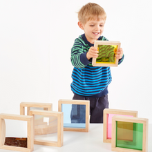 Load image into Gallery viewer, Sensory Block Set Wooden Touch TickiT Sound Shape Sensory Sand Glitter Filled educational Construction Colour Blocks Beads Sensory Squares mirror magnifying glass concave mirror learning colours 5060138826731 sensory squares Tick it Tickit