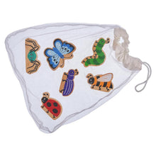 Load image into Gallery viewer, Lanka Kade minibeast bag of 6 wooden animal insects toys imaginative play wooden toys
