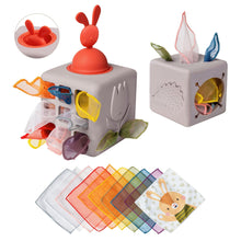 Load image into Gallery viewer, Children&#39;s educational toy with colorful compartments and additional cards on a white background
