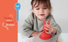 Load image into Gallery viewer, Child playing with a toy, with taf toys branding visible
