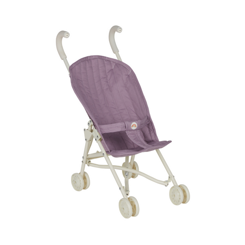 A lavender-coloured Olli Ella Stroller, designed for children's pretend play and toy transport.