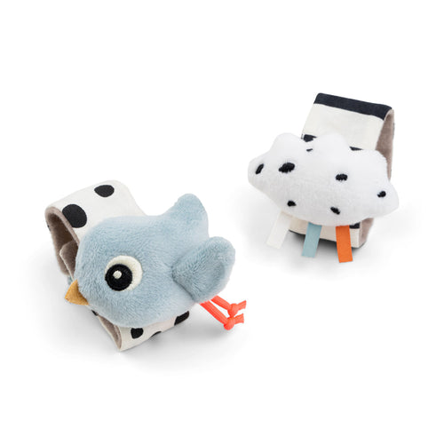 Done by Deer Wrist Rattles Happy Clouds - 2 Pack Blue