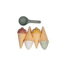 Load image into Gallery viewer, Set of colorful ice cream cones with a scoop on a white background
