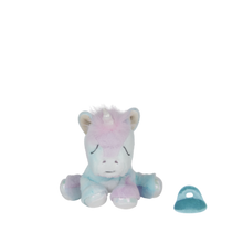 Load image into Gallery viewer, Plush unicorn toy with a bell on a white background
