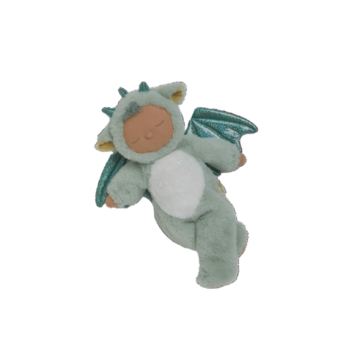 Plush toy of a baby dragon on a white background