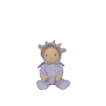 Load image into Gallery viewer, Plush toy dragon with a soft purple color on a white background

