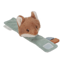 Load image into Gallery viewer, Plush fox toy with a green blanket on a white background
