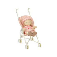 Load image into Gallery viewer, Toy doll in a pink stroller with a white background
