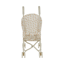Load image into Gallery viewer, Small child&#39;s high chair with patterned seat on a white background
