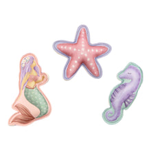 Load image into Gallery viewer, Little dutch Dreamy Mermaid Dive Figures Set of three ocean-themed weighted learn to swim aids: a mermaid, a starfish, and a seahorse
