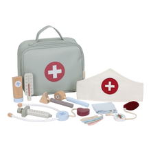 Load image into Gallery viewer, Children's toy medical kit with a doctor bag, bandage, and various medical tools 
