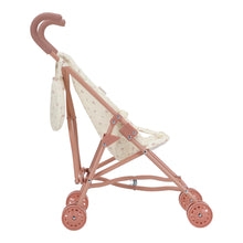 Load image into Gallery viewer, Pink baby stroller with a white canopy on a white background
