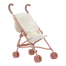 Load image into Gallery viewer, Pink baby stroller with white cushion on a white background
