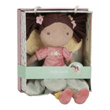 Load image into Gallery viewer, Little Dutch Fairy Garden Evi Plush doll with brown hair and pink outfit in a Little Dutch box on a white background
