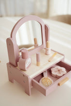 Load image into Gallery viewer, Young girl playing with a pink little dutch dressing table
