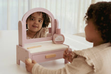 Load image into Gallery viewer, Young girl playing with a pink little dutch dressing table
