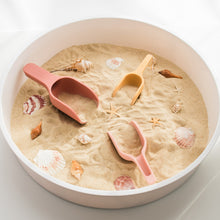 Load image into Gallery viewer, Inspire my play Coral, Pink and Yellow Nesting Scoop Set in the plat tray
