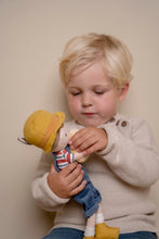 Load image into Gallery viewer, boy playing wih Little dutch Farmer Cuddle Doll Jim
