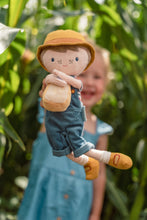 Load image into Gallery viewer, girl playing wih Little dutch Farmer Cuddle Doll Jim
