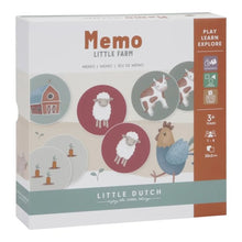 Load image into Gallery viewer, Box of &#39;Memo Little Farm&#39; game by Little Dutch with farm animal illustrations.
