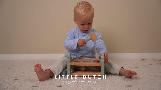 child playing with Little Dutch Pounding Bench with Rolling Balls