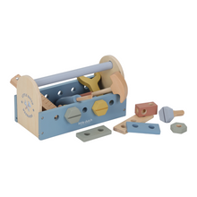 Load image into Gallery viewer, Little dutch Wooden toy toolbox with tools 
