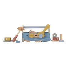 Load image into Gallery viewer, Little dutch Wooden toy toolbox with tools 
